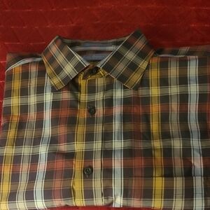Daniel Cremiux Men's Checkered Shirt in Brown, Beige and Red Size L